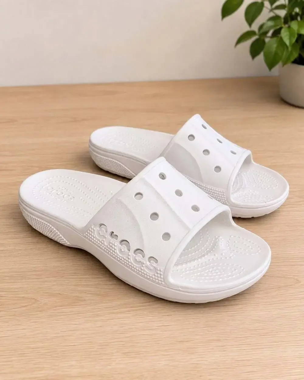 White Crocs Classic Slide Sandals Clogs